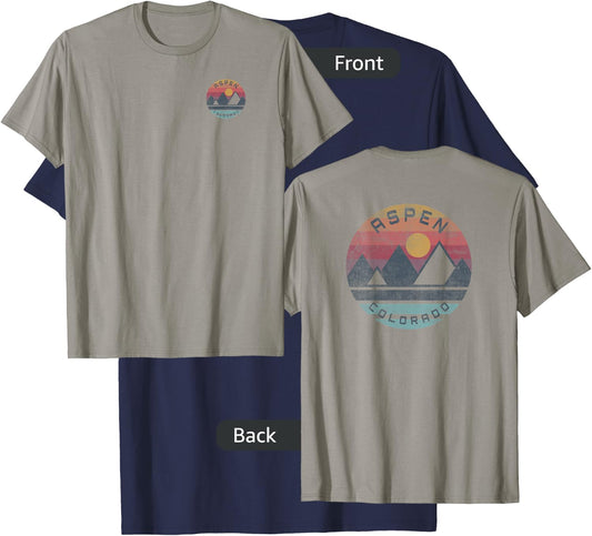 Aspen, Colorado Mountain Graphic T-Shirt - T-Shirt | Navy