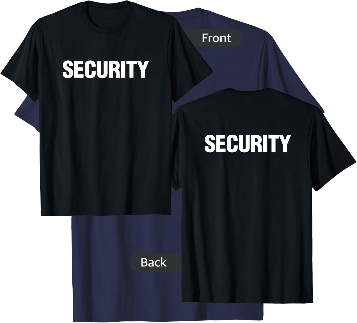 Security Guard Uniforms - Front And Back Event Security T-Shirt - T-Shirt | Navy