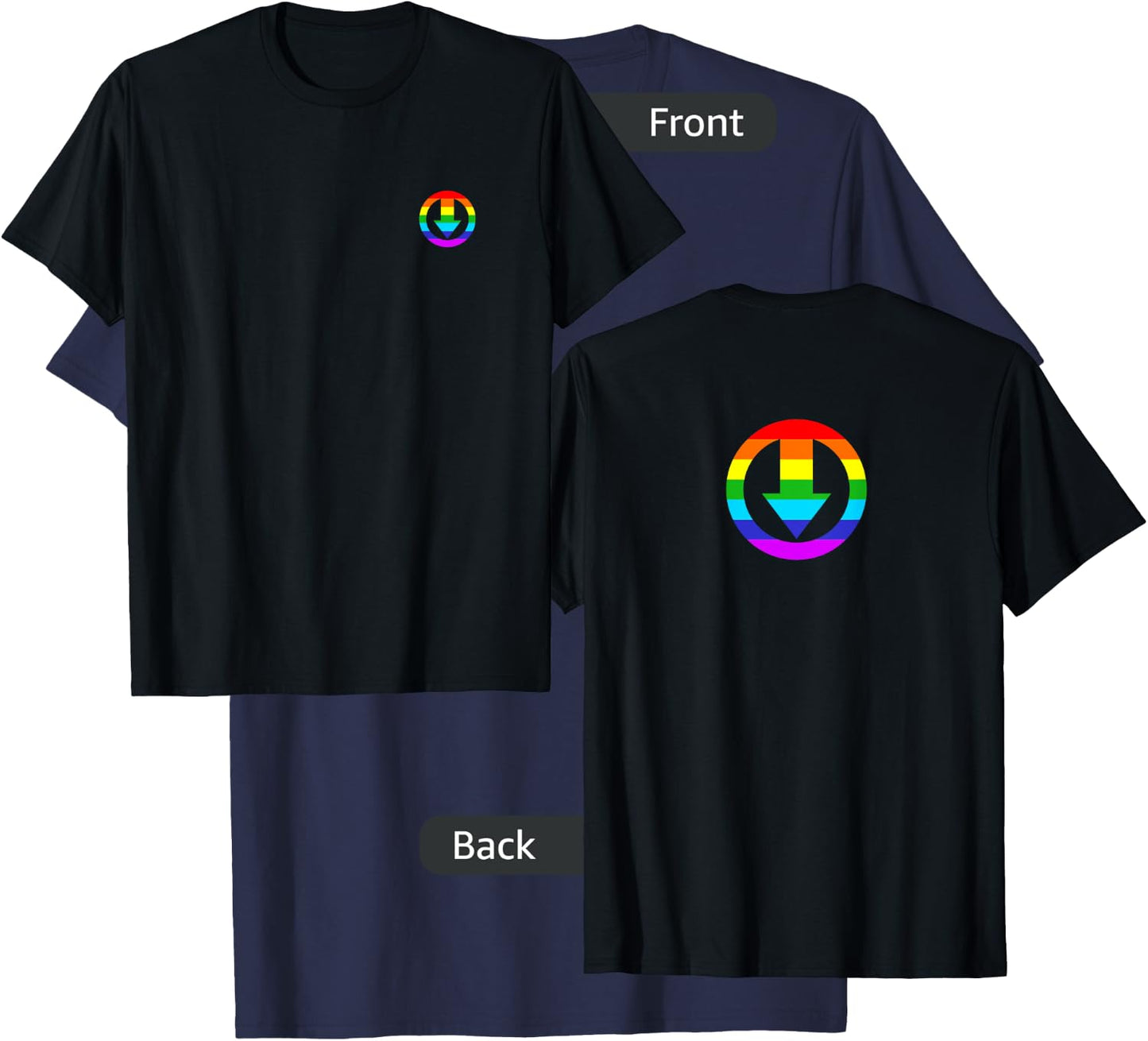 Men's Subtle Chastity Cage Logo with Rainbow Design T-Shirt - T-Shirt | Navy