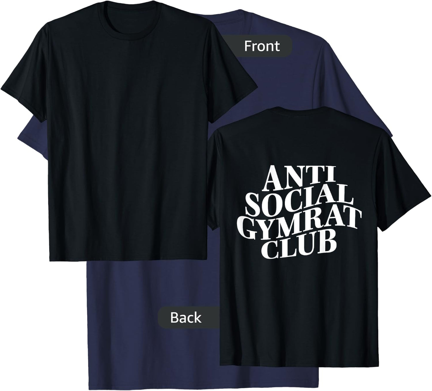 Gym workout "Anti Social Gym Rat" back bodybuilding fitness T-Shirt - T-Shirt | Navy