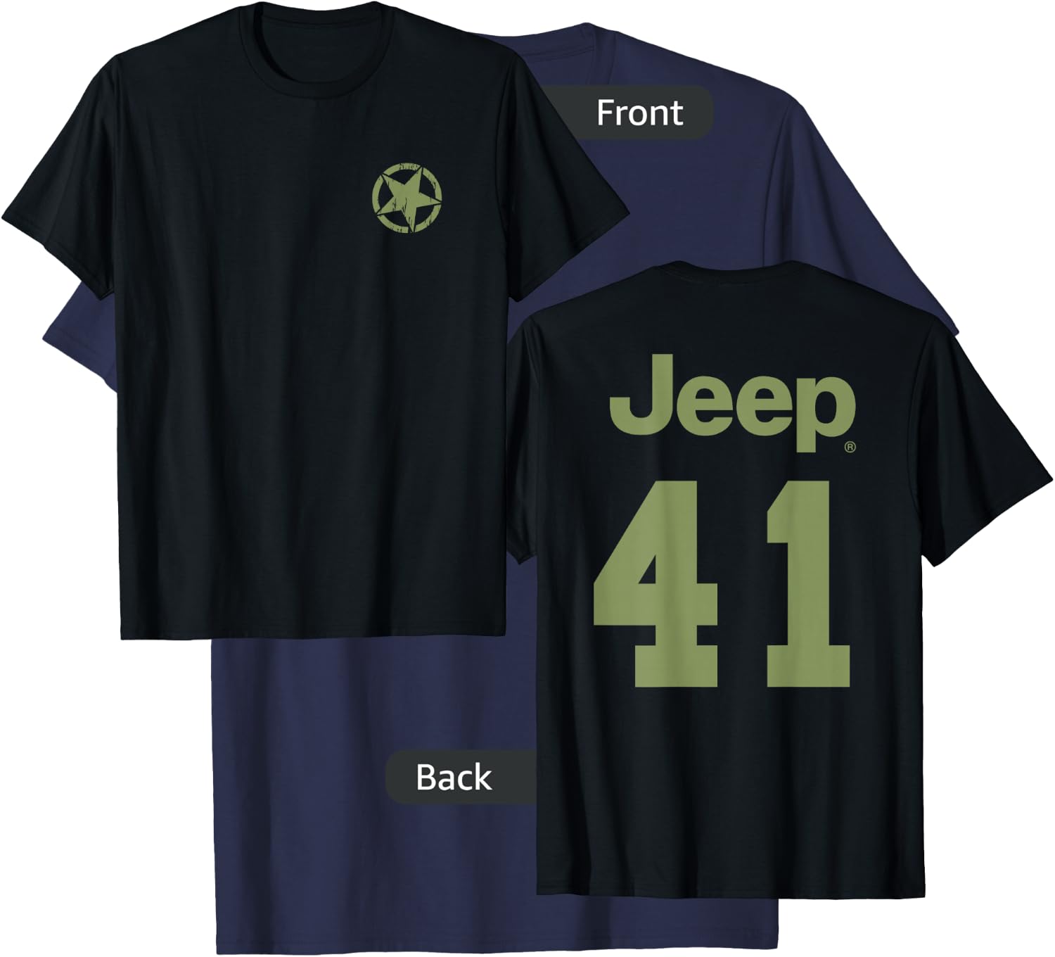 Jeep Star Jersey (Front/Back Print) T-Shirt - T-Shirt | Navy
