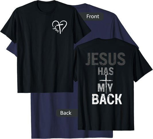 Christian Jesus Has My Back Retro (Front and back) T-Shirt - T-Shirt | Navy