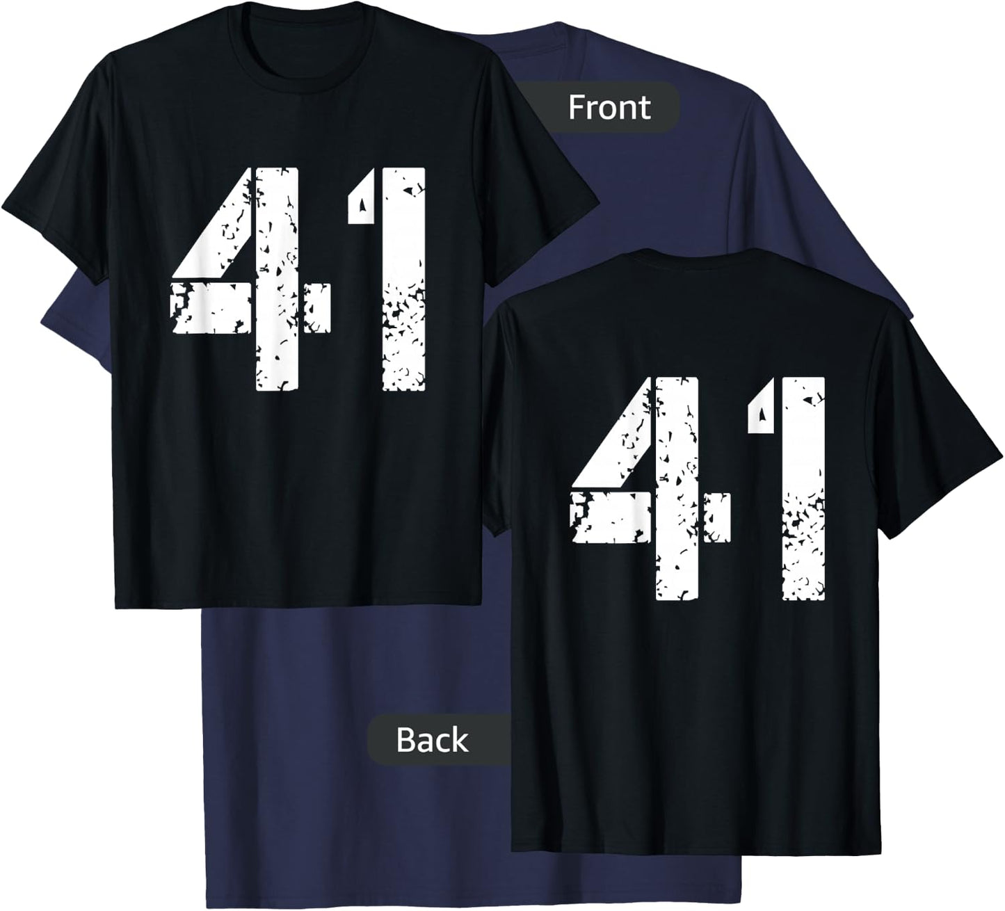 Number 41 Front + Back Varsity Team - 41th Birthday T-Shirt - T-Shirt | Navy
