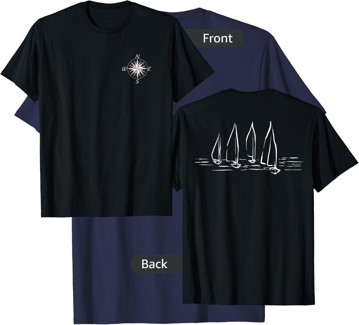 Sailboats Compass Rose Nautical Design Men’s Boating Sailing T-Shirt - T-Shirt | Navy