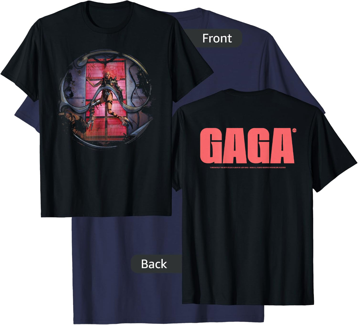 Official Lady Gaga Chromatica Cover T-Shirt - T-Shirt | Navy