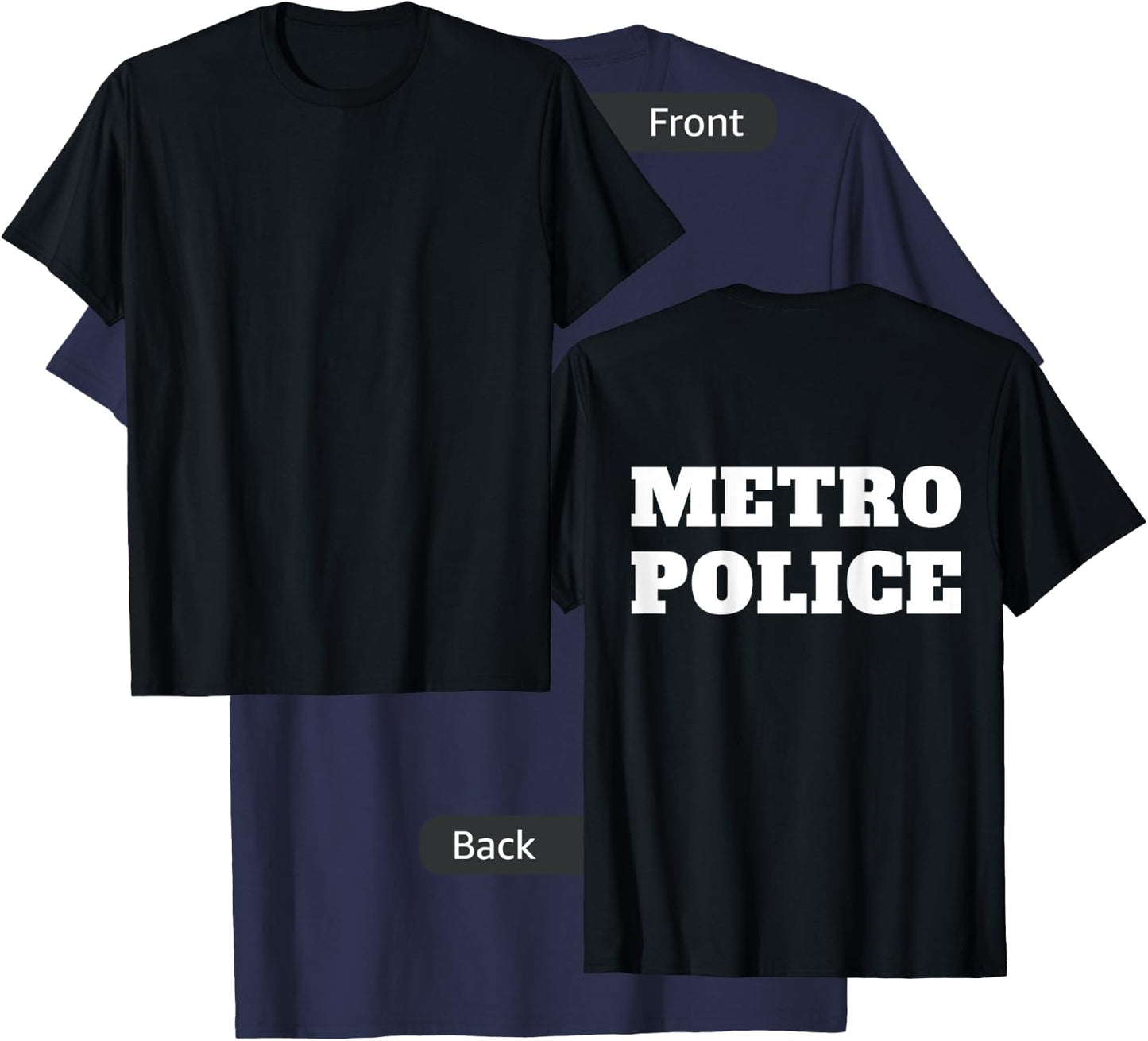 Metro Police Officer Uniform On Duty Policeman BACK PRINT T-Shirt - T-Shirt | Navy
