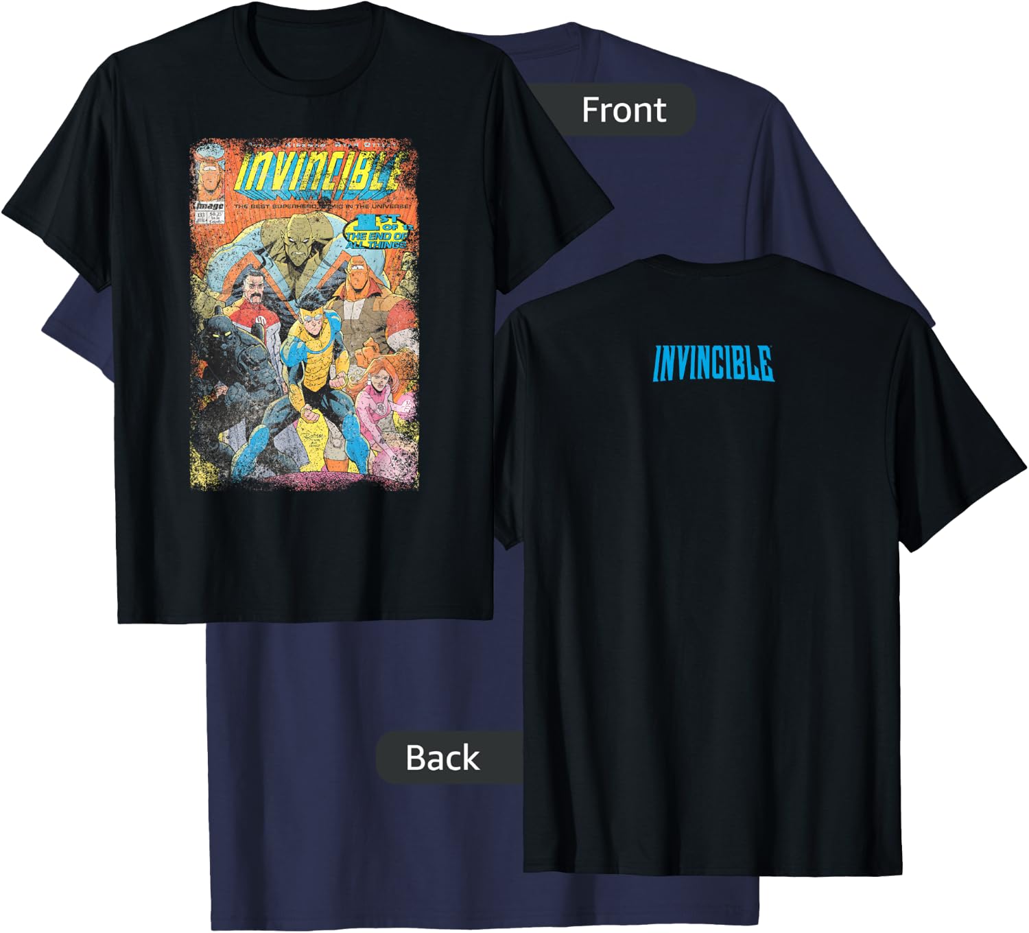 Invincible Distressed Cover - Homage T-Shirt - T-Shirt | Navy