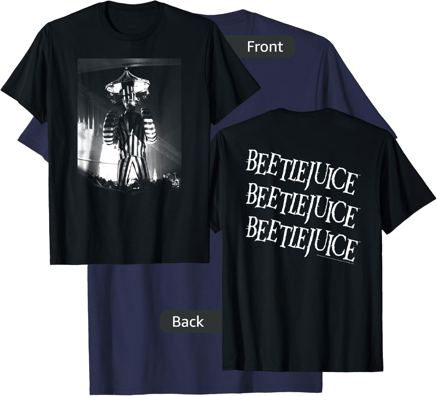 Beetlejuice Black and White Circus Photo Movie T-Shirt - T-Shirt | Navy