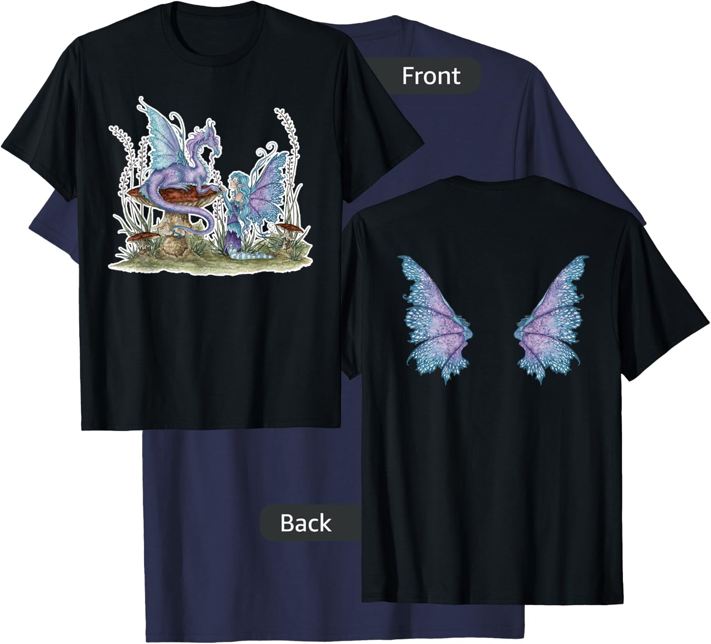Amy Brown Companions Fairy & Dragon T-Shirt - T-Shirt | Navy