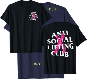 Anti Social Lifting Club: Canceled Pink (Front + Back) T-Shirt - T-Shirt | Navy
