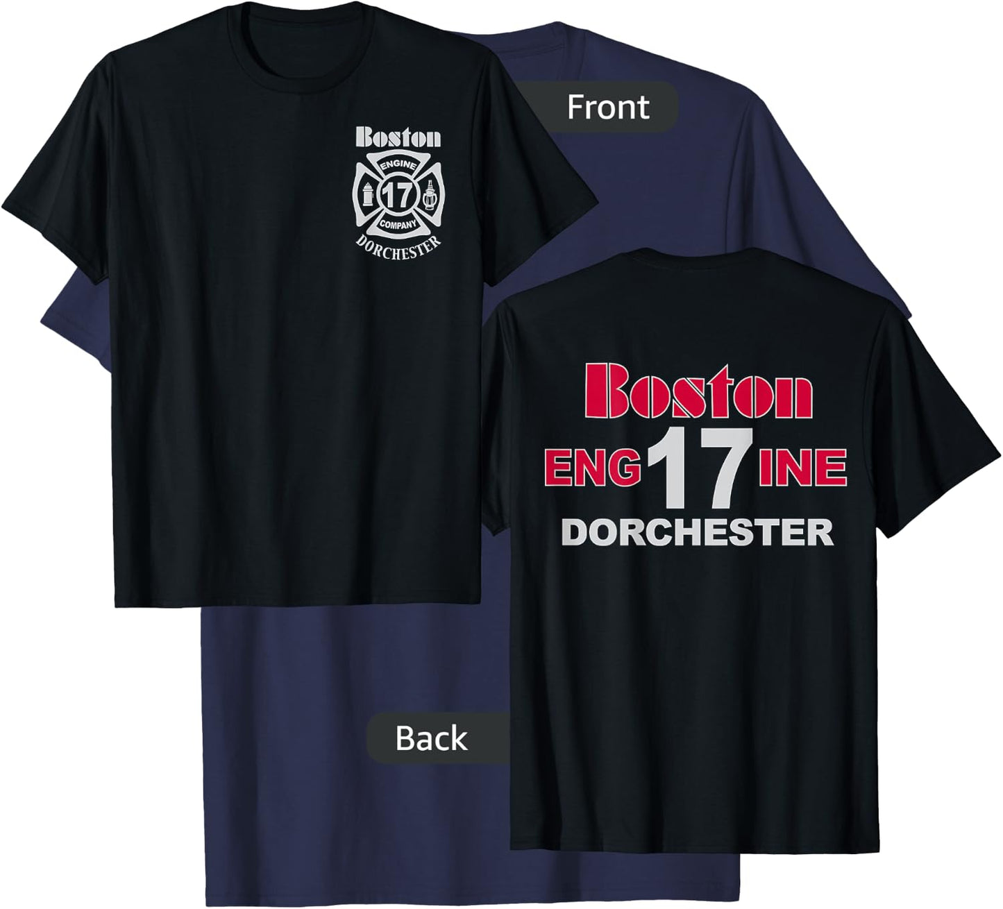 Boston Fire Department Engine 17 Dorchester - Light Graphics T-Shirt - T-Shirt | Navy