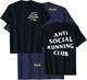 Anti Social Running Club: White (Front + Back) T-Shirt - T-Shirt | Navy