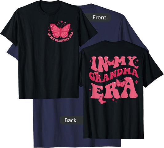 In My Grandma Era Baby Announcement for Mama Mom on Back T-Shirt - T-Shirt | Navy