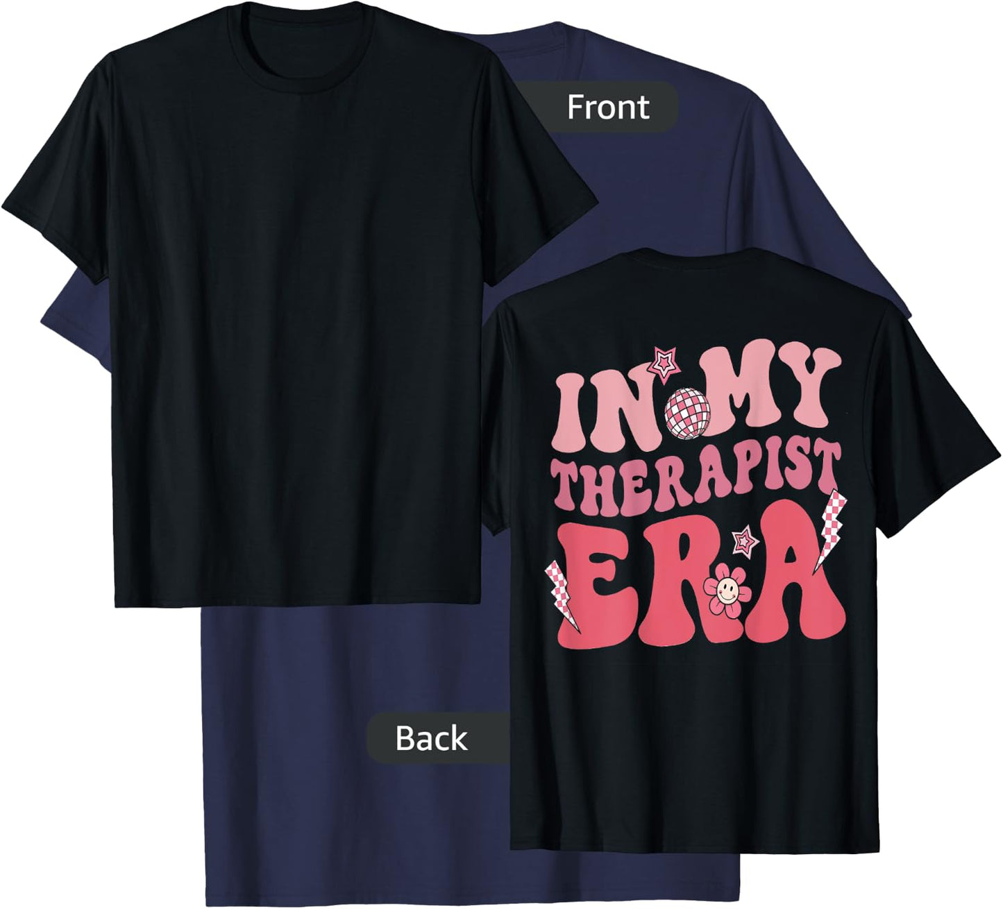 Groovy Retro In My Therapist Era, Counseling (On Back) T-Shirt - T-Shirt | Navy