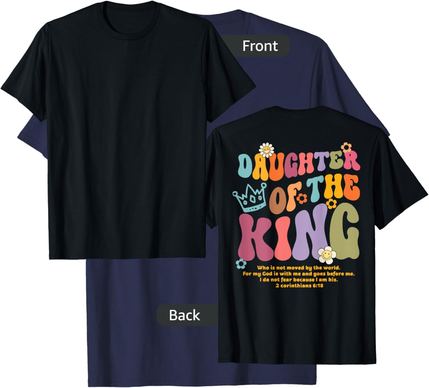 Christian Bible Verse Daughter of-the King Corinthians 6:18 T-Shirt - T-Shirt | Navy