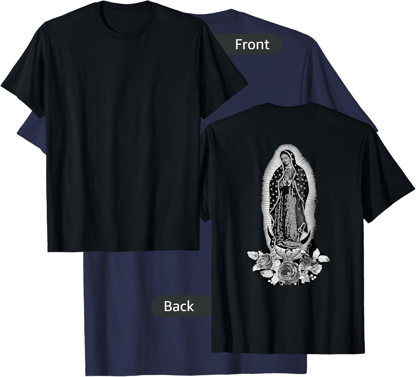 Our Lady De Guadalupe Sant Mary Back Print Christians T-Shirt - T-Shirt | Navy