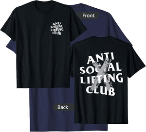 Anti Social Lifting Club: Canceled Gray (Front + Back) T-Shirt - T-Shirt | Navy