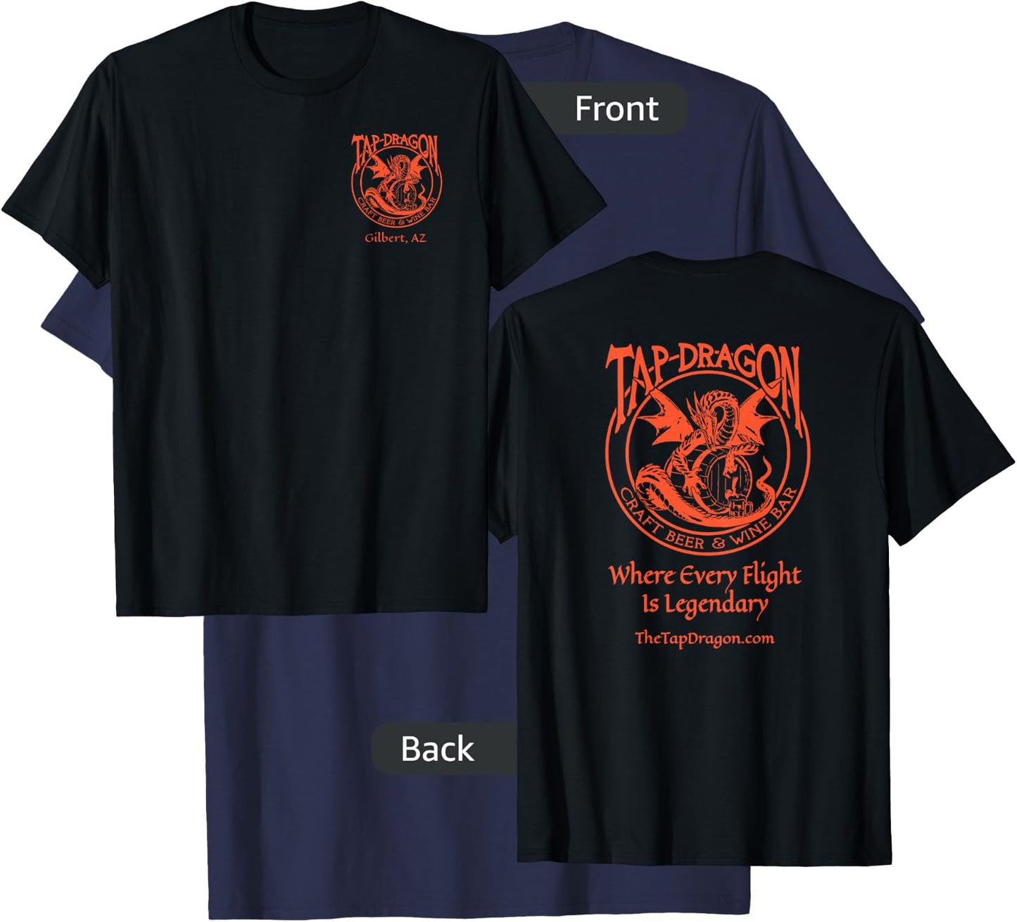 Tap Dragon Small On Top Logo Front Every Flight on Back T-Shirt - T-Shirt | Navy