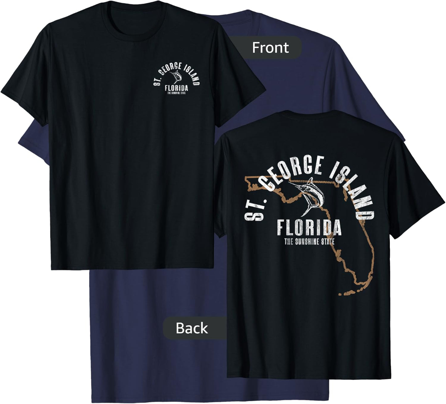 St. George Island Florida FL Retro Vintage Front & Back T-Shirt - T-Shirt | Navy