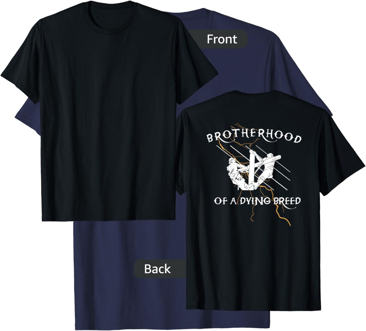 Lineman "Brotherhood Lightning Strike" Power Lineman Climber T-Shirt - T-Shirt | Navy