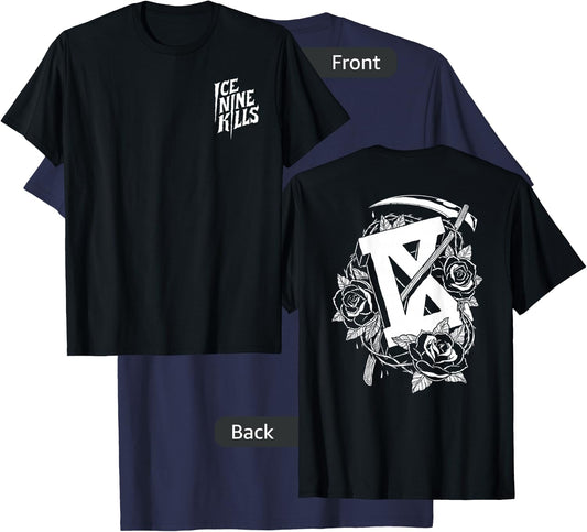 Ice Nine Kills Official Adult Floral , Black, Small T-Shirt - T-Shirt | Navy