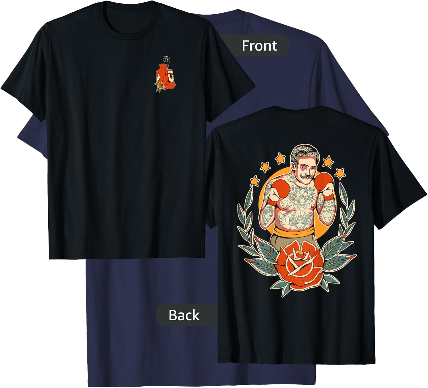 American Traditional Boxer Old School Tattoo Flash Boxing T-Shirt - T-Shirt | Navy