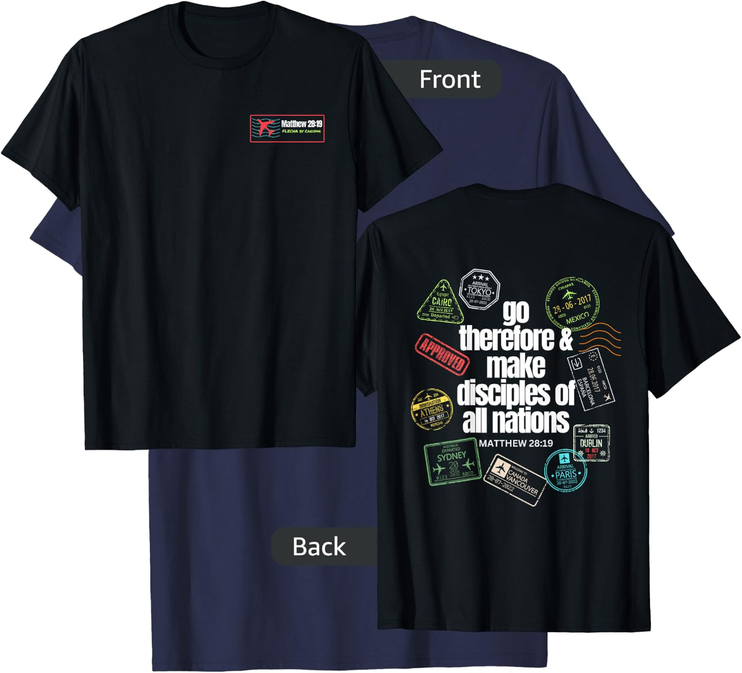 GREAT COMMISSION (front logo) T-Shirt - T-Shirt | Navy