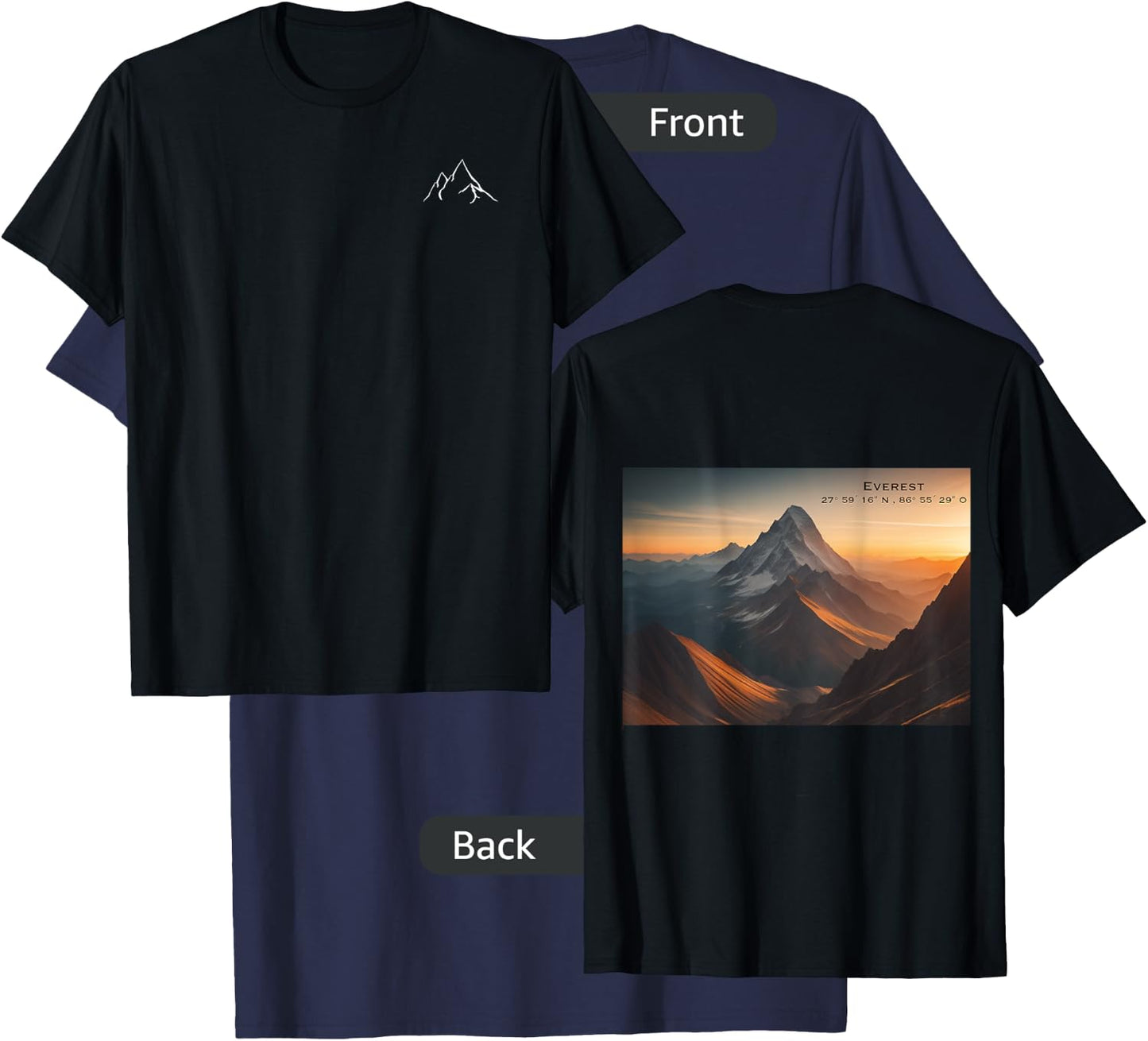 Everest Mountain Design with Back Print T-Shirt - T-Shirt | Navy
