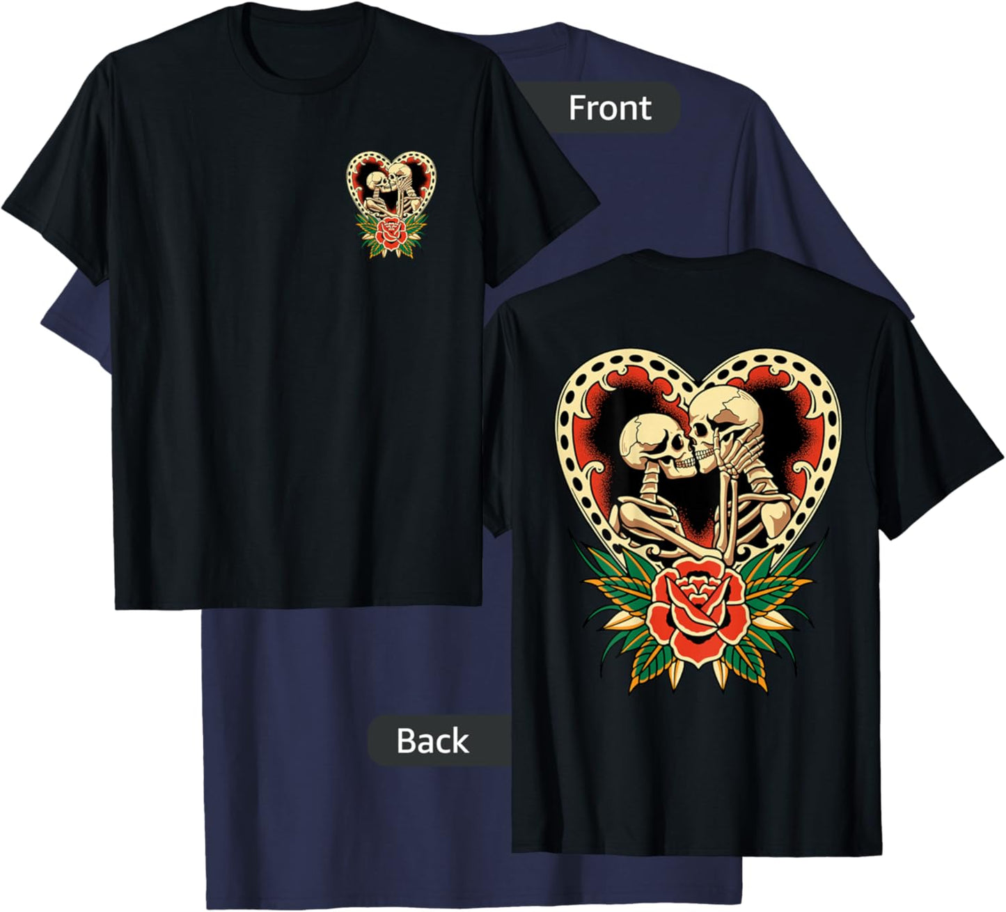 The Lovers Skeletons Vintage Traditional Tattoo Retro Alt T-Shirt - T-Shirt | Navy
