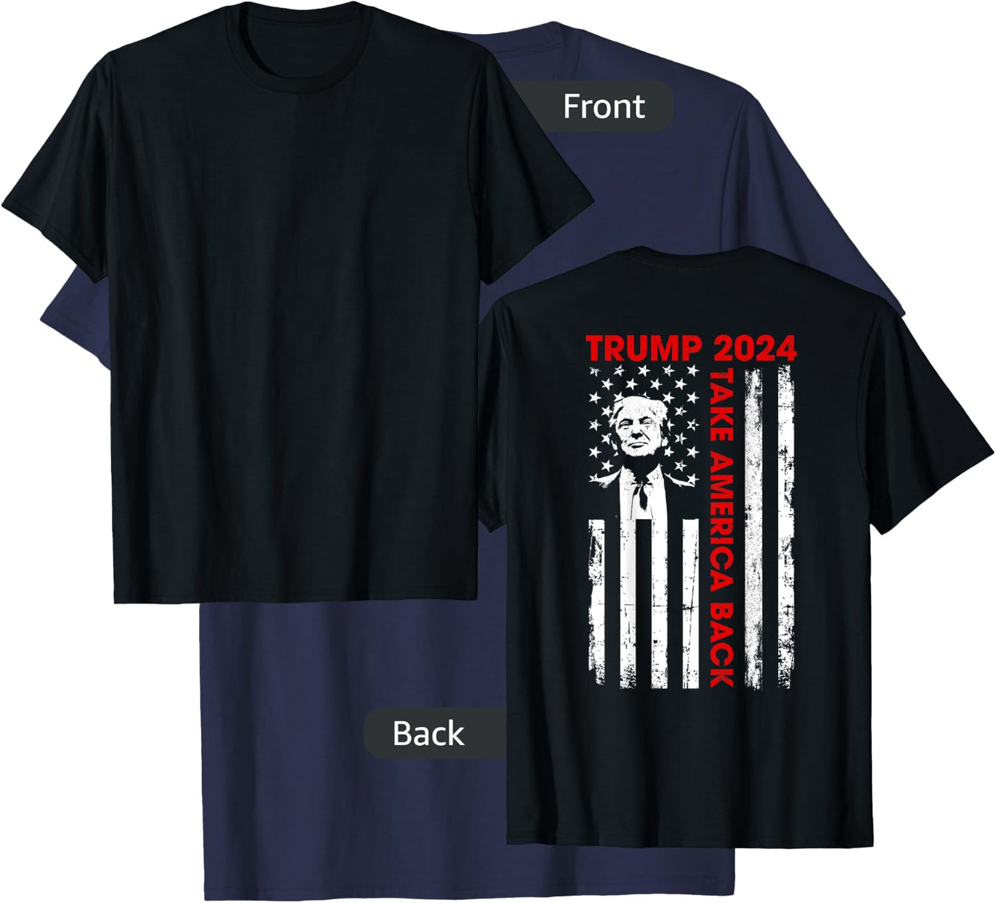 Donald Trump 2024 Take America Back American Flag (ON Back) Kids Men T-Shirt - T-Shirt | Navy