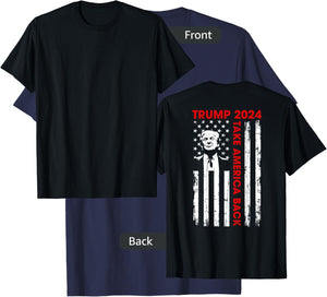 Donald Trump 2024 Take America Back American Flag (ON Back) Kids Men T-Shirt - T-Shirt | Navy