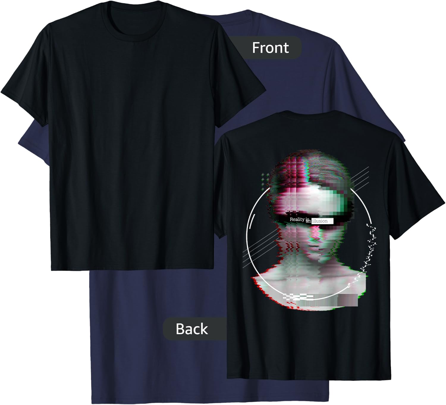 Back print: Techno music Vaporwave EDM party raver festival T-Shirt - T-Shirt | Navy
