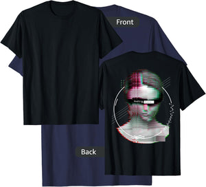 Back print: Techno music Vaporwave EDM party raver festival T-Shirt - T-Shirt | Navy