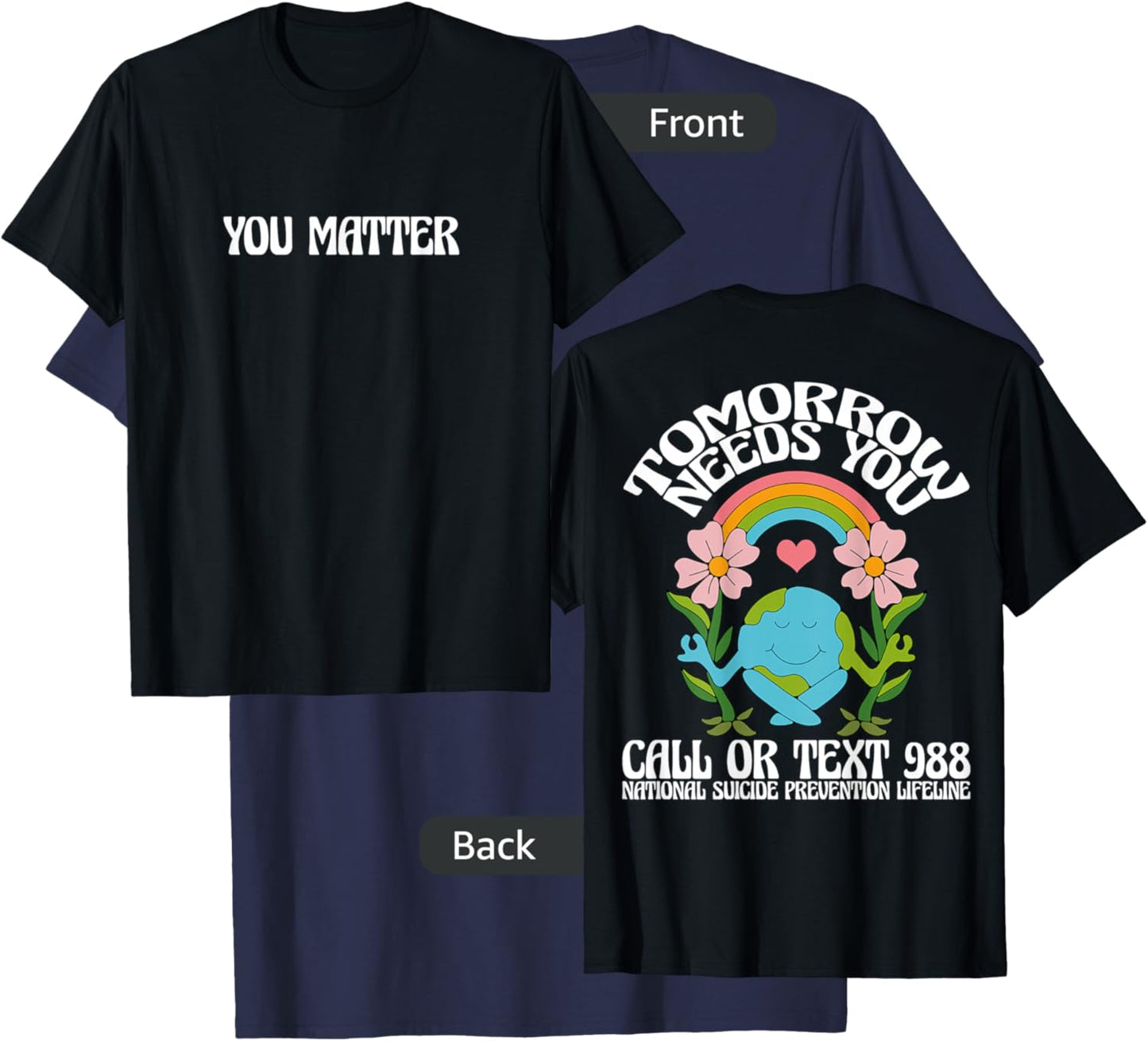 Retro Tomorrow Needs You 988 Suicide Prevention Awareness T-Shirt - T-Shirt | Navy