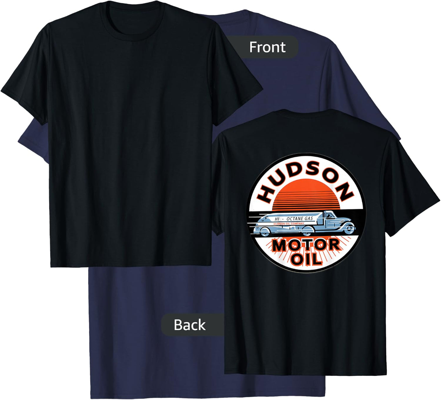 Retro Vintage Gas Station Hudson Motor Oil Car Bikes Garage T-Shirt - T-Shirt | Navy