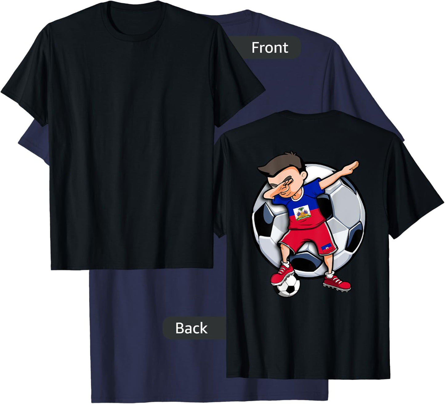 Dabbing Soccer Boy Haiti Football Fans Jersey Haitian Flag T-Shirt - T-Shirt | Navy