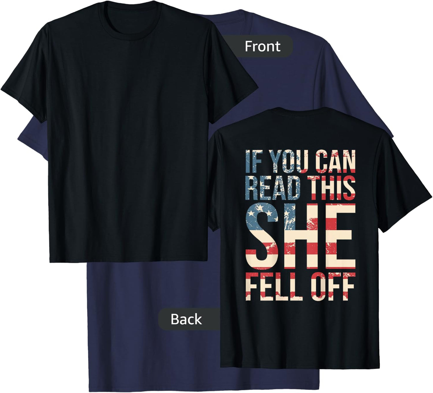 Funny If You Can Read This She Fell Off Biker Motorcycle T-Shirt - T-Shirt | Navy