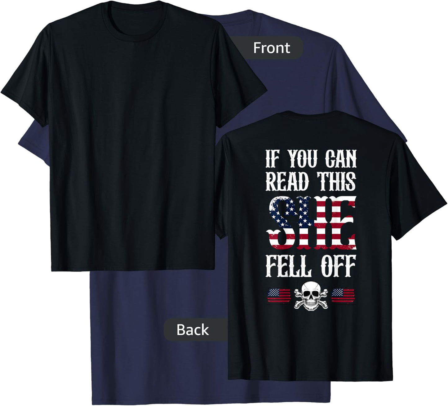If You Can Read This She Fell Off Biker Motorcycle T-Shirt - T-Shirt | Navy