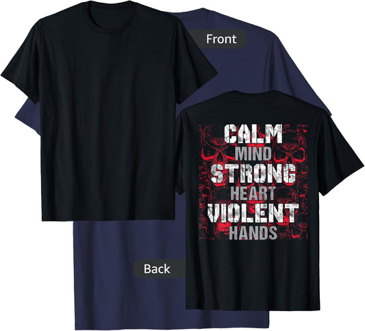 Vikings Gym Calm Mind Strong Heart Violent Hands Norsemen T-Shirt - T-Shirt | Navy
