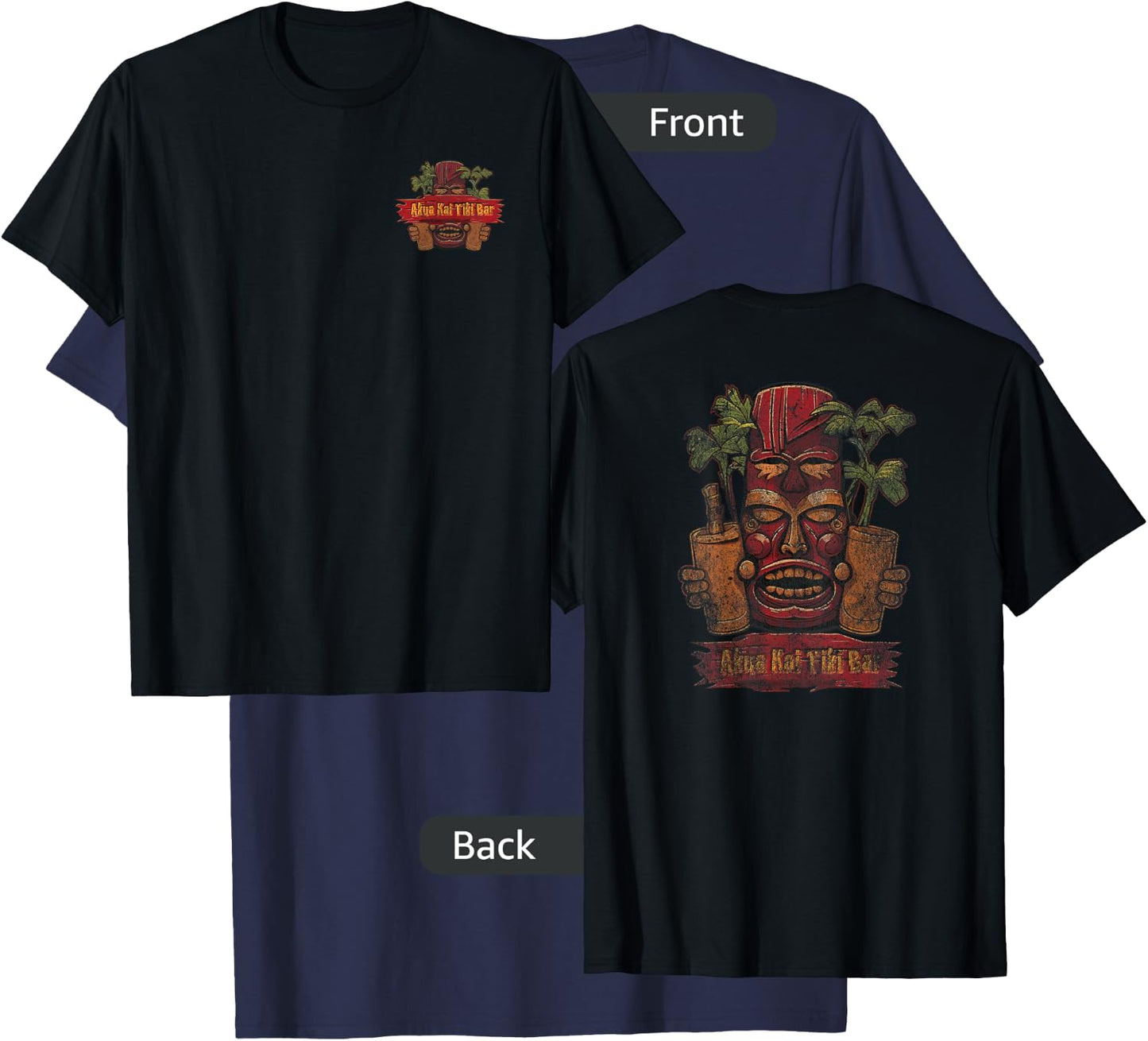 Akua Kai Tiki Bar / Hawaiian Tropical Dive Bar Style / T-Shirt - T-Shirt | Navy