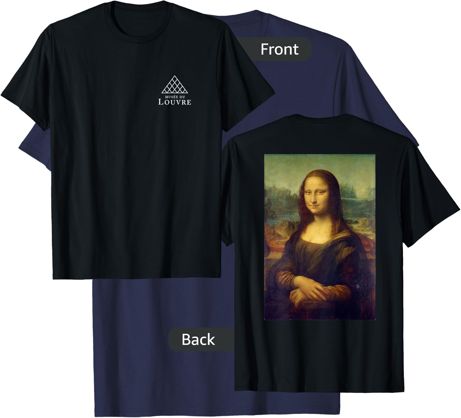 Utopia Sport Louvre Museum Paris France Mona Lisa , Black, Small, -Adults, -Kids, Women, Short Sleeve, Classic Fit, Cotton 60%, Polyester 40% T-Shirt - T-Shirt | Navy