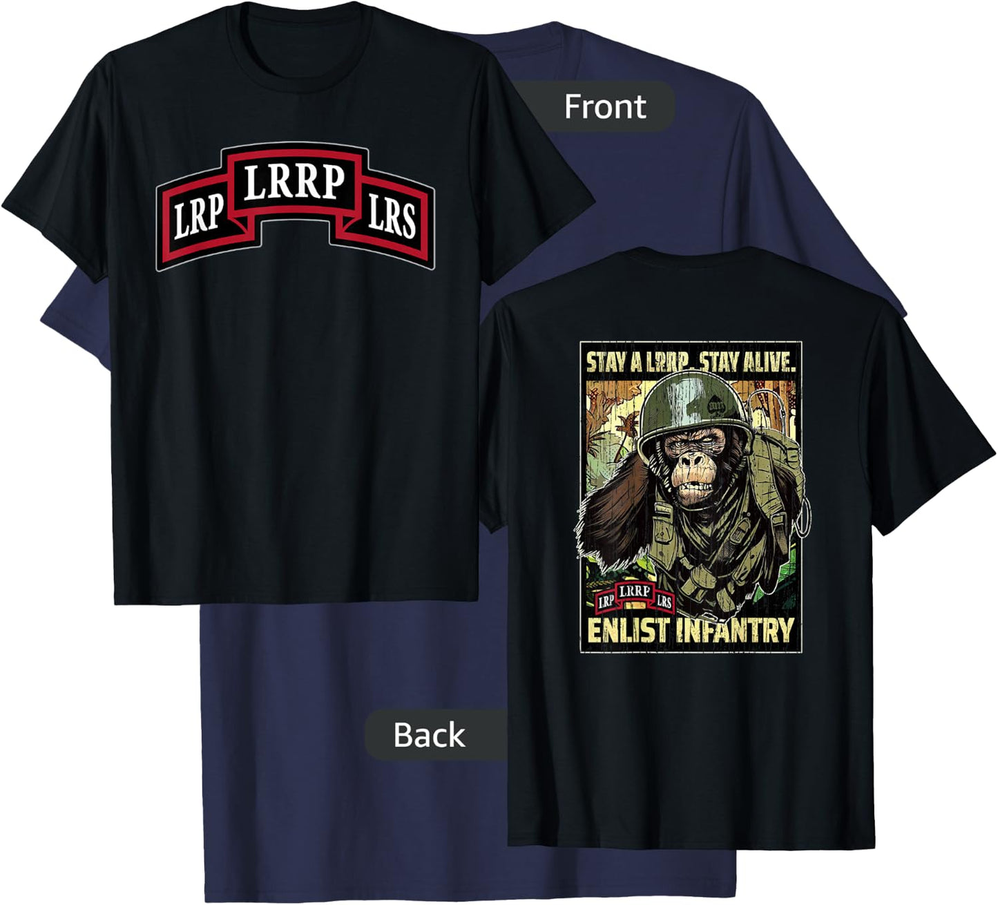 American Marauder: Stay a LRRP Front and Back Infantry T-Shirt - T-Shirt | Navy