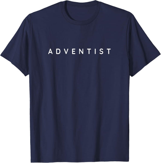 Adventist. Simple, Classy Christian Adventist Modern Font T-Shirt - T-Shirt | Navy
