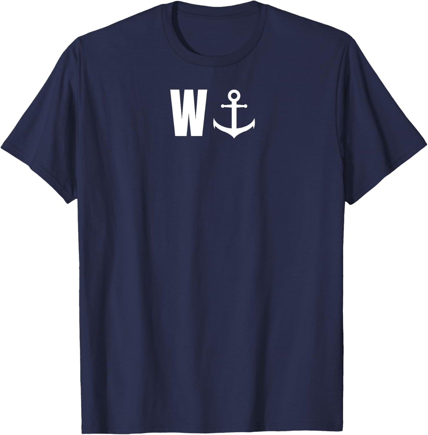 W with anchor, funny anchor, sailor, boat T-Shirt - T-Shirt | Navy