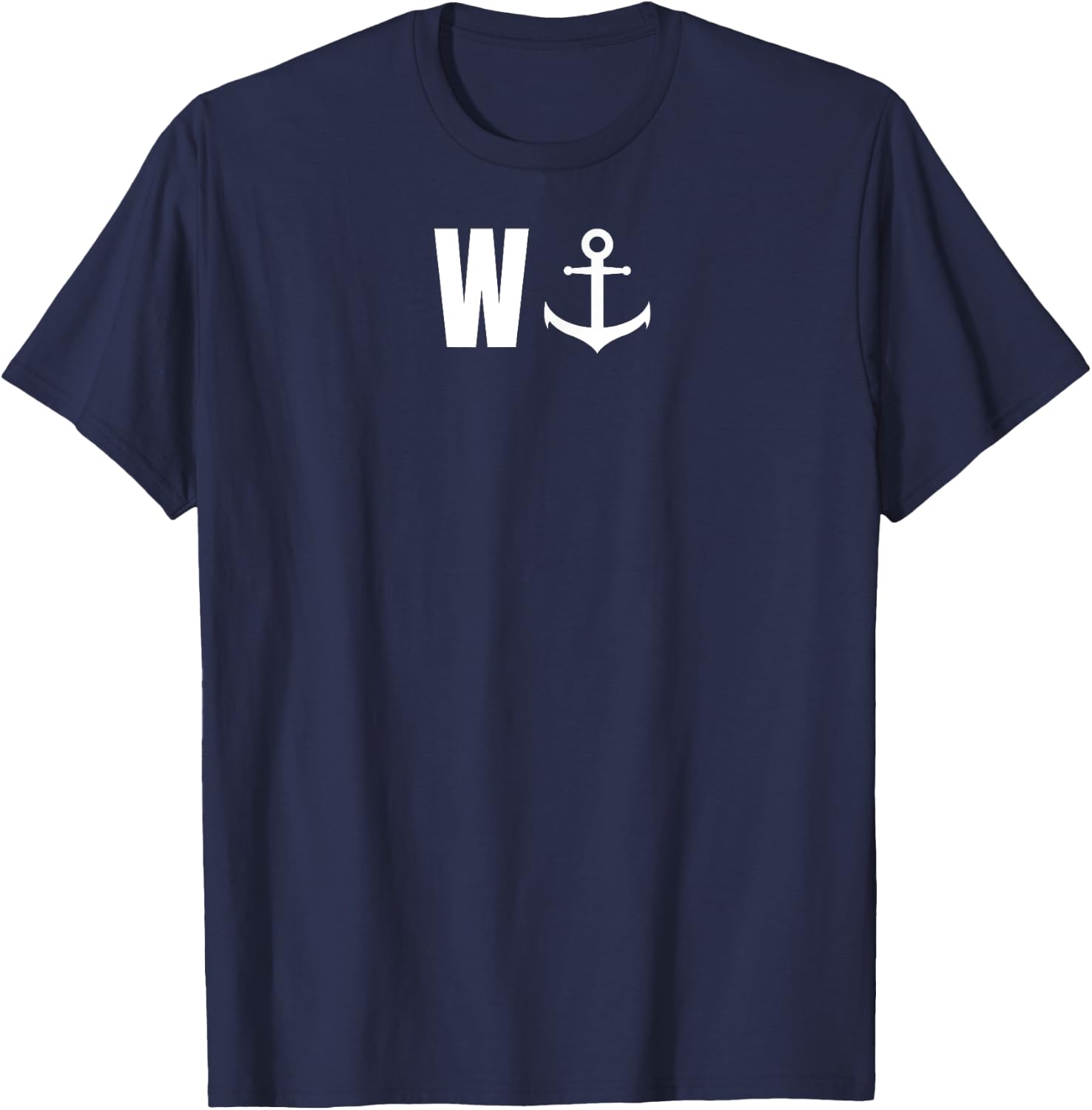 W with anchor, funny anchor, sailor, boat T-Shirt - T-Shirt | Navy