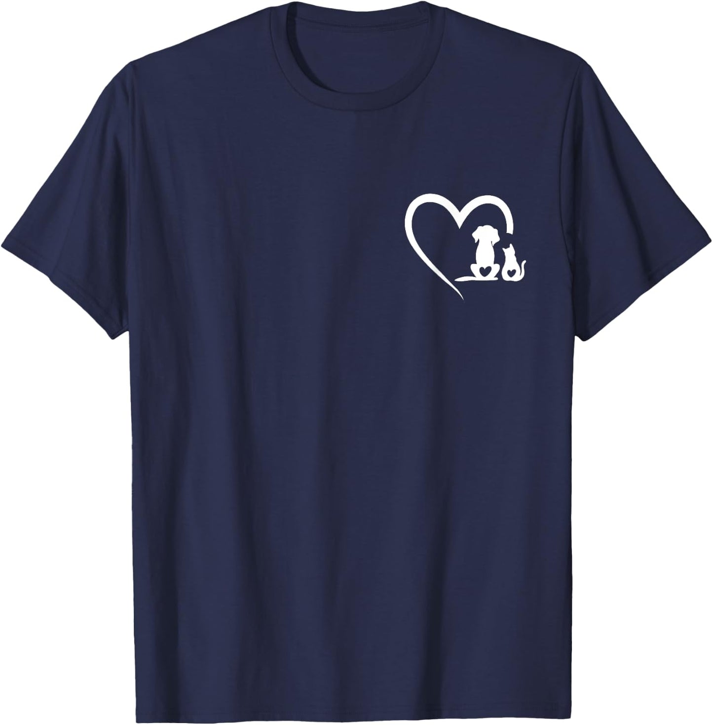 Dog Puppy and Baby Cat Heart Animal Dog & Cat Heart Men Women Girls Kids T-Shirt - T-Shirt | Navy