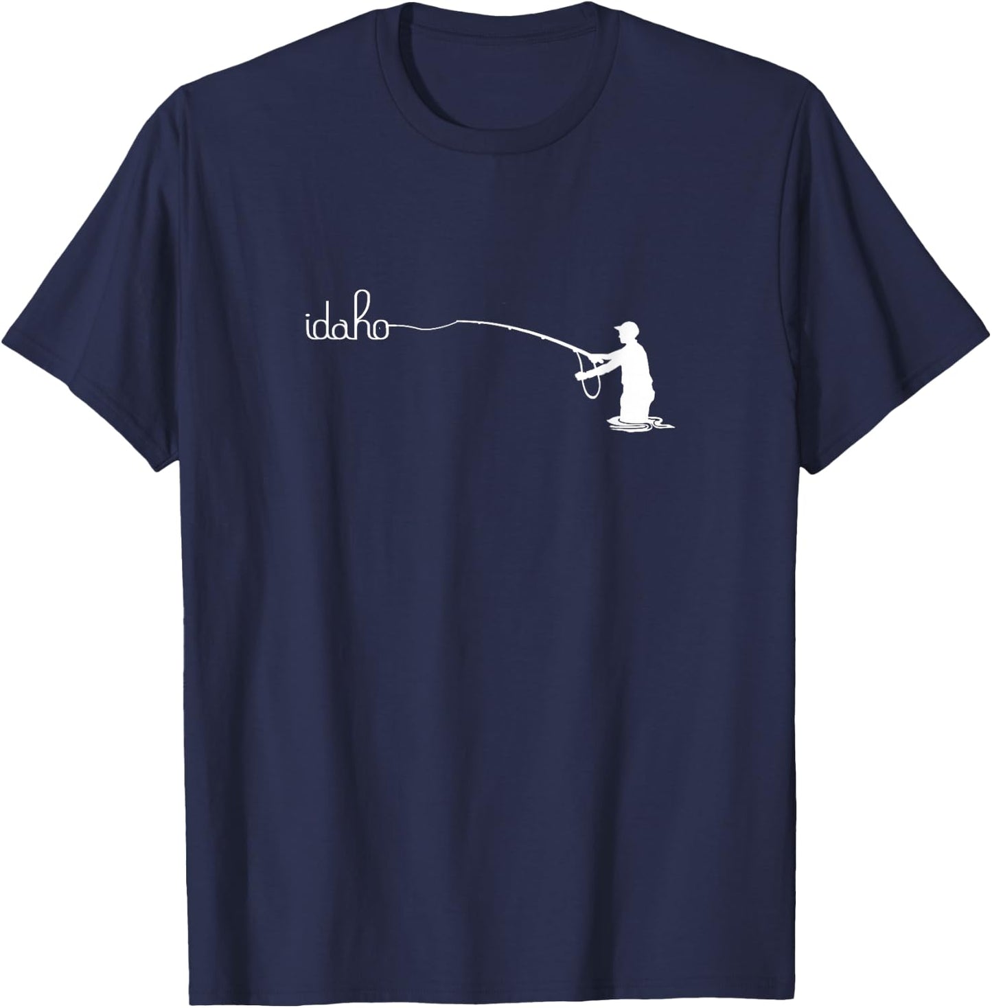 Fly Fish Idaho With White Text Trout Fishing T-Shirt - T-Shirt | Navy