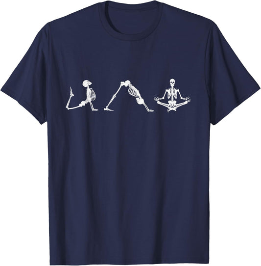 Halloween Yoga Skeleton Yoga Pose Namaste T-Shirt - T-Shirt | Navy