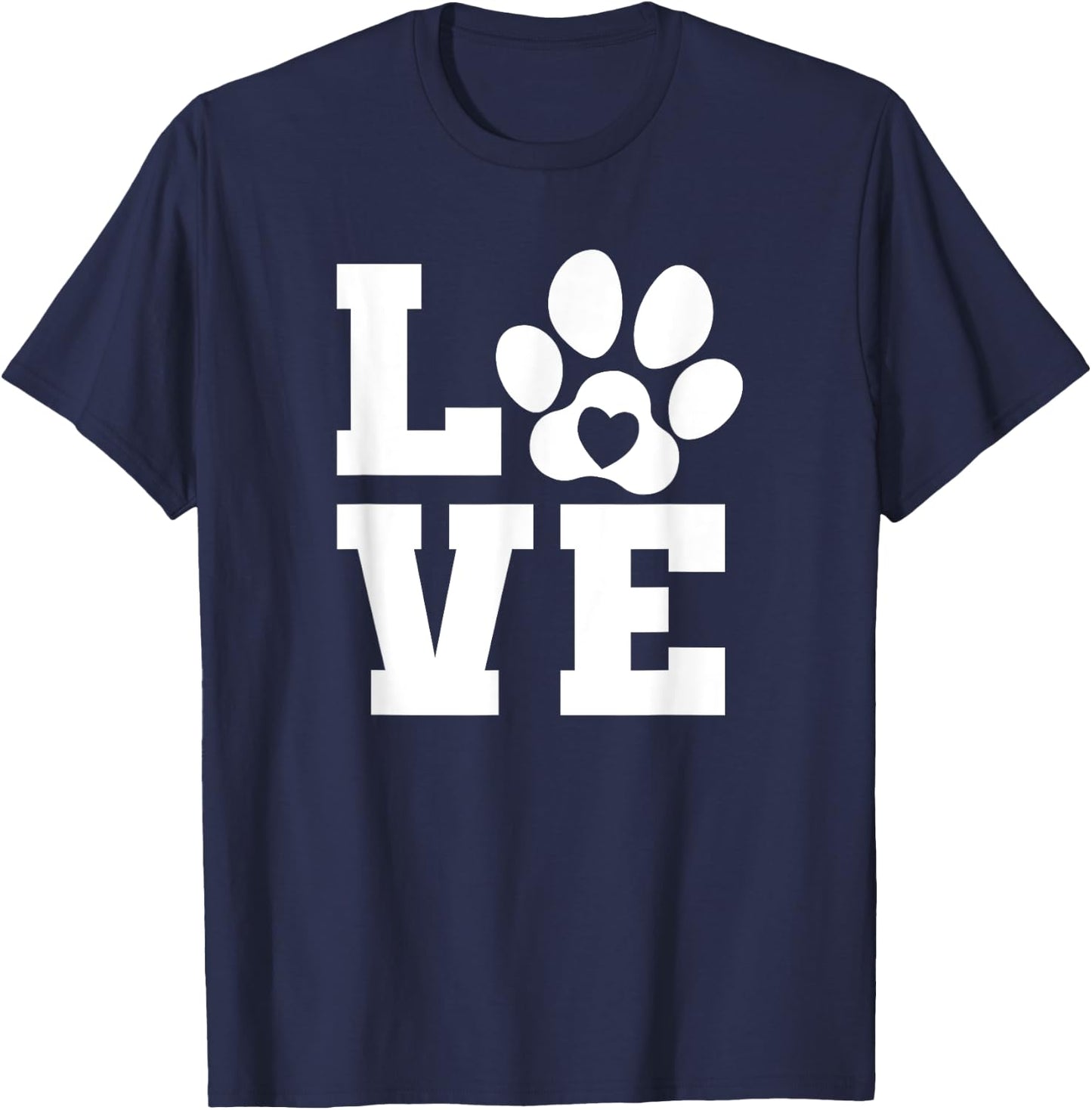 Love Pets Dog Cat Paw Lover Pet Owner Women Girls Funny Cute T-Shirt - T-Shirt | Navy