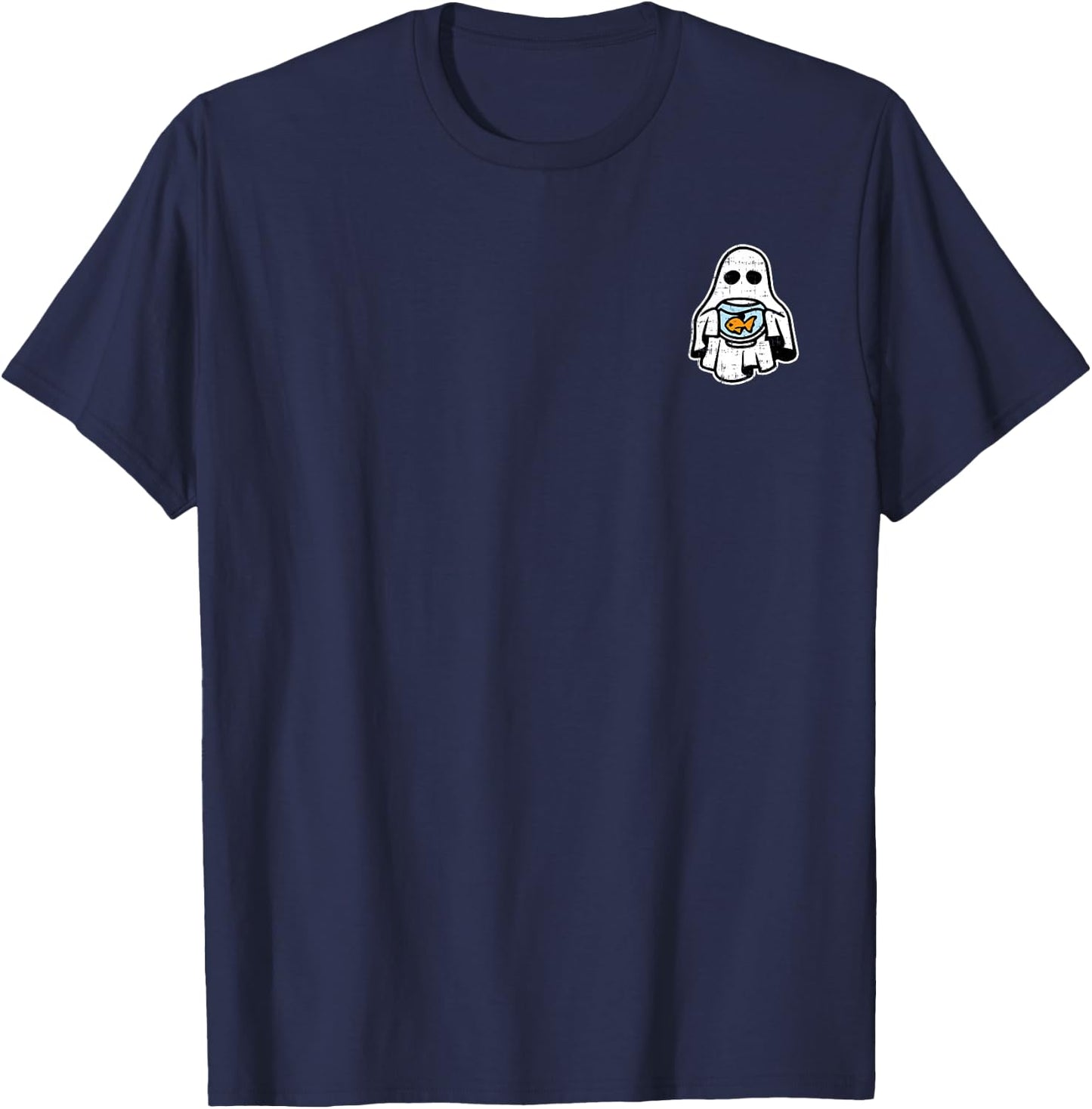 Ghost Pocket Fish Bowl Halloween Costume Ghoul Spirit T-Shirt - T-Shirt | Navy